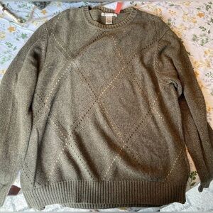 Olive/brown color Men’s Geoffrey Beene cable knit sweater,  size‎ XL
